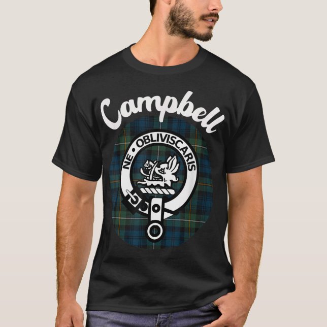 Campbell Clan Scottish Name Coat Of Arms Tartan T-Shirt (Front)