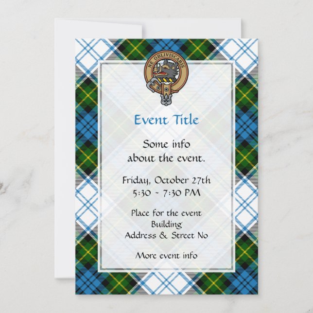 Campbell Crest over Dress Tartan Invitation (Front)