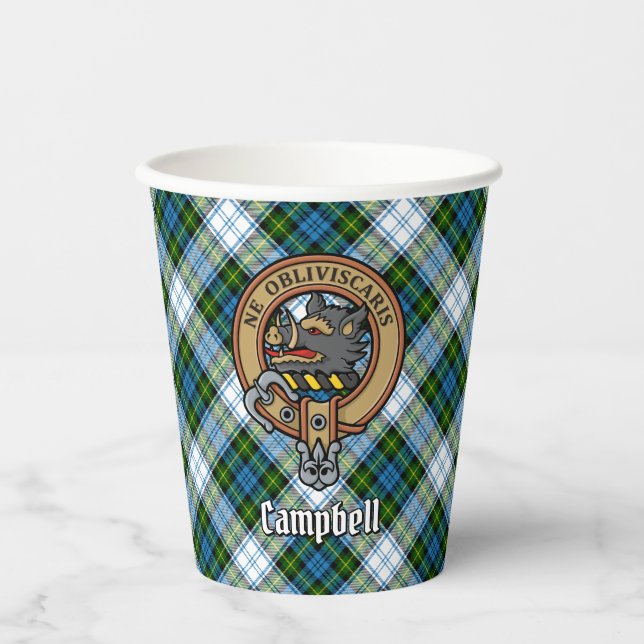 Campbell Crest over Dress Tartan Paper Cups (Front)