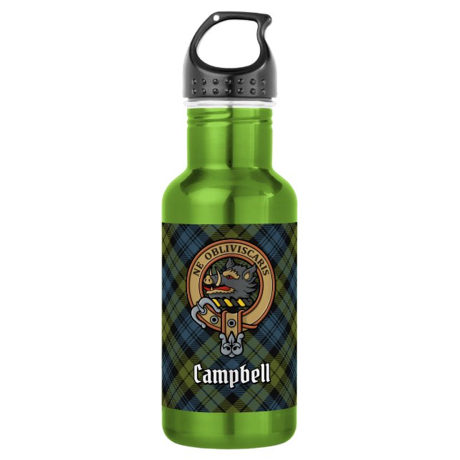 Campbell Crest over Tartan 532 Ml Water Bottle (Front)
