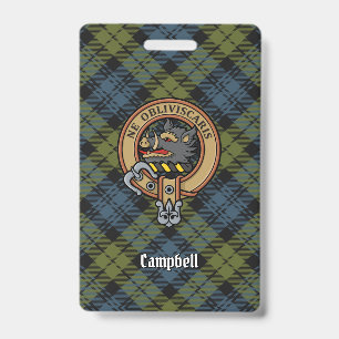 Campbell Crest over Tartan ID Badge