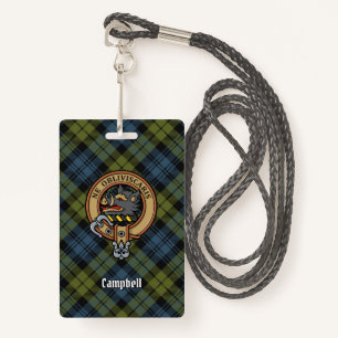 Campbell Crest over Tartan ID Badge