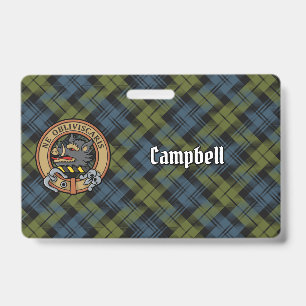 Campbell Crest over Tartan ID Badge