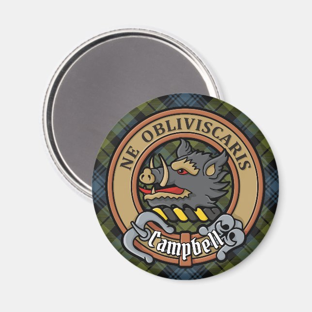 Campbell Crest over Tartan Magnet (Front/Back)