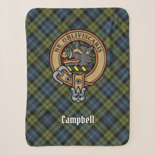 Campbell Crest over Tartan Sherpa Blanket