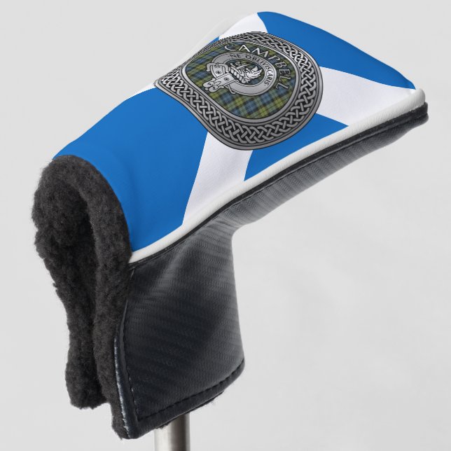Campbell Crest & Tartan Knot Golf Head Cover (3/4 Front)