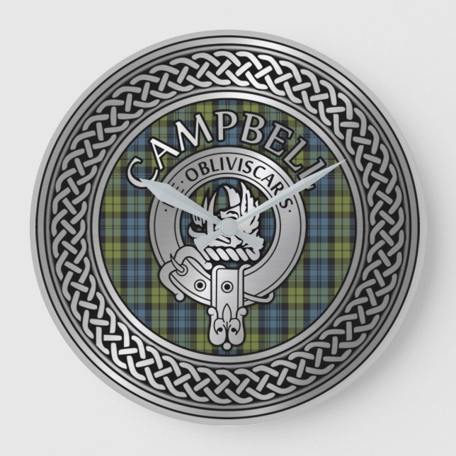 Campbell Crest & Tartan Knot Large Clock (Front)