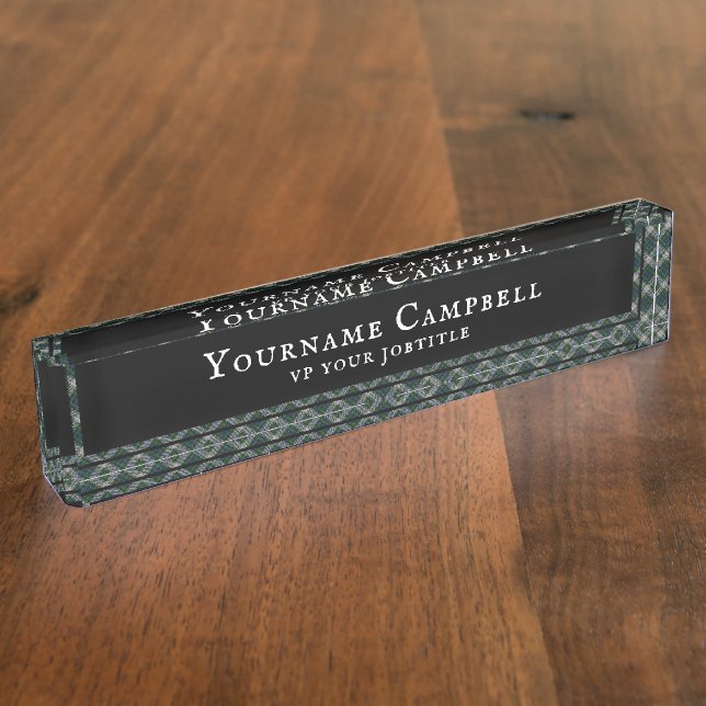 Campbell Dress Clan Tartan Plaid Pattern Nameplate (Side)