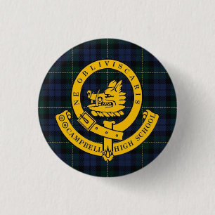 Campbell High School Tartan & Logo 3 Cm Round Badge