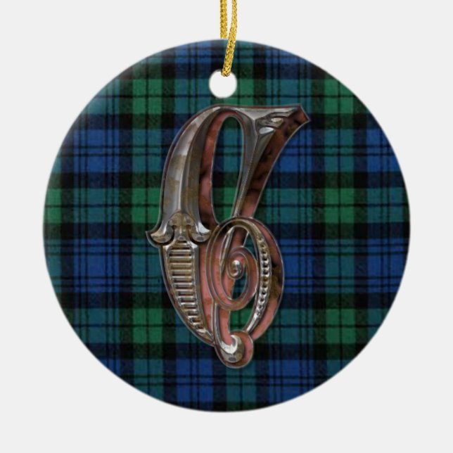 Campbell Plaid Monogram ornament (Front)