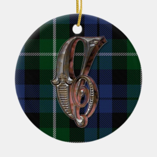 Campbell Plaid Monogram ornament (Front)