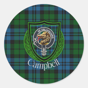 Campbell Scottish Clan Tartan & Crest Classic Round Sticker