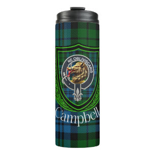 Campbell Scottish Clan Tartan & Crest Thermal Tumbler