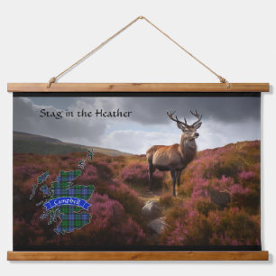 Campbell Stag in the Heather Personalized Hanging Hanging Tapestry