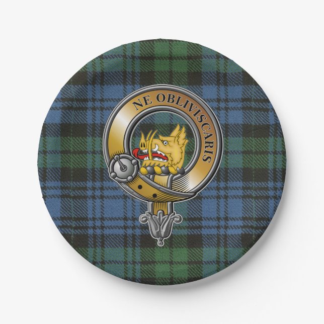 Campbell Tartan & Badge Paper Plate (Front)