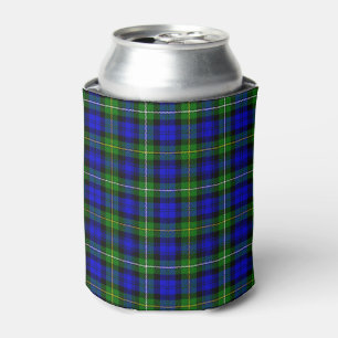 Campbell tartan blue green plaid can cooler