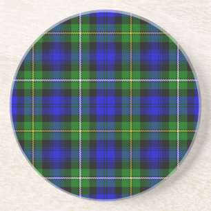 Campbell tartan blue green plaid coaster