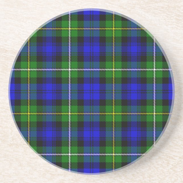 Campbell tartan blue green plaid coaster (Front)