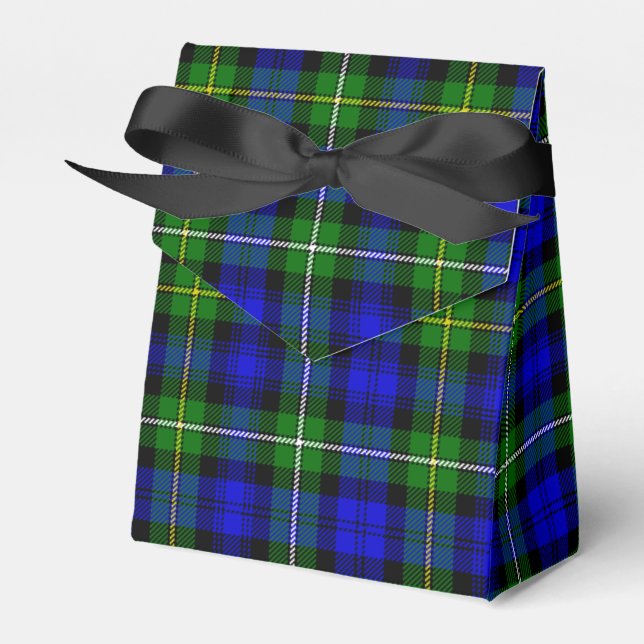 Campbell tartan blue green plaid favour box (Front Side)