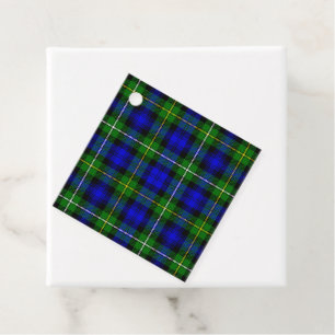 Campbell tartan blue green plaid favour tags