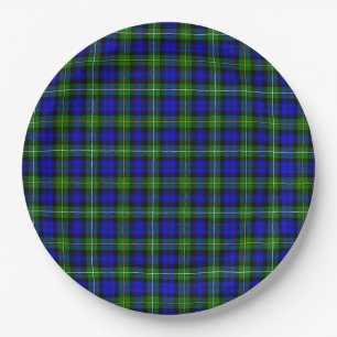 Campbell tartan blue green plaid paper plate