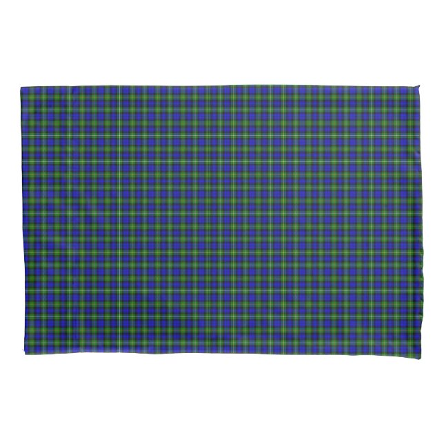 Campbell tartan blue green plaid pillowcase (Front-Left)