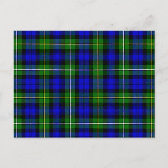 Campbell tartan blue green plaid postcard (Front)