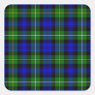 Campbell tartan blue green plaid square sticker