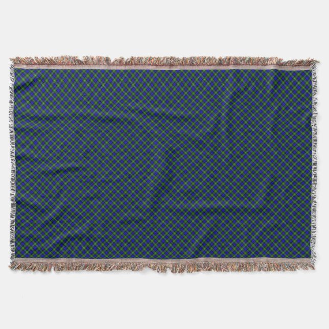 Campbell tartan blue green plaid throw blanket (Front)