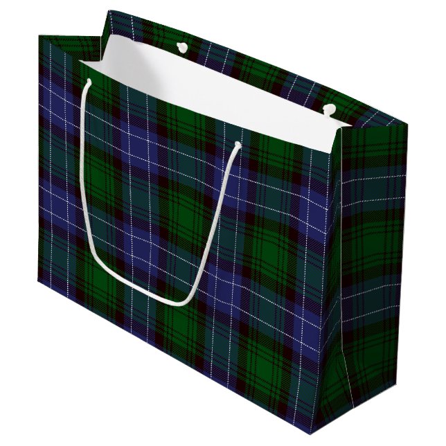 Campbell Tartan Green Plaid Large Gift Bag (Front Angled)