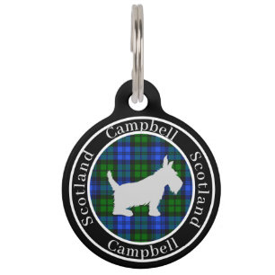 Campbell Tartan & Scottie Dog Personalised Pet Tag