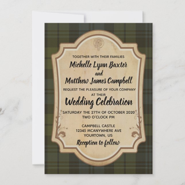 Campbell Tartan Wedding Invitation (Front)