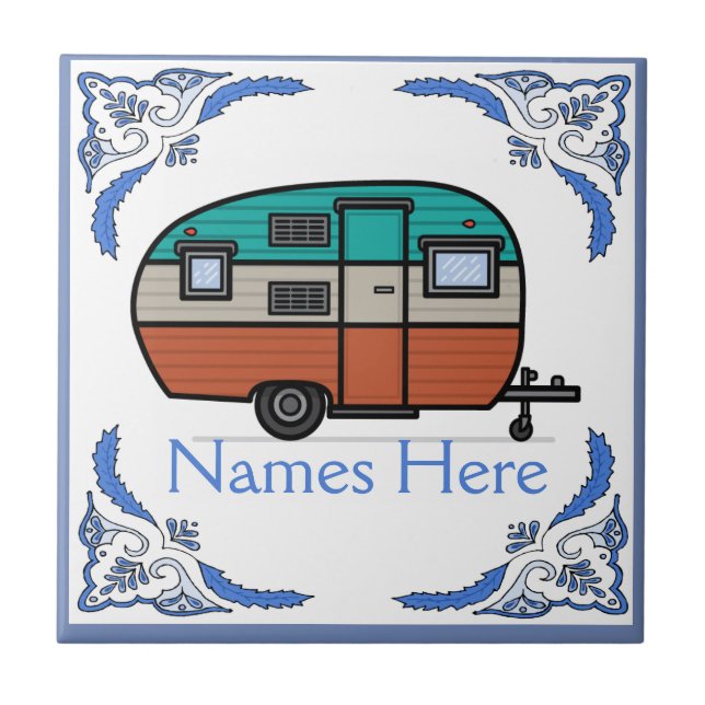 Camper,Add text Tile, Dutch Look, Personalise Tile (Front)
