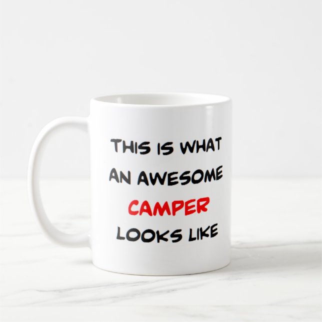 camper, awesome coffee mug (Left)