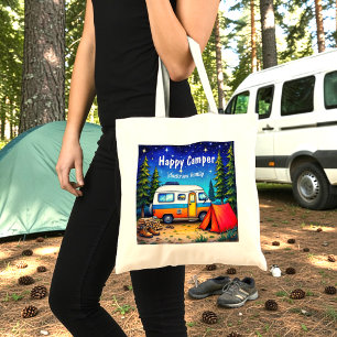 Camper Blue Green Watercolor Campervan Tote Bag