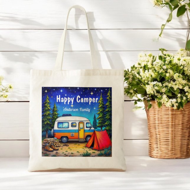 Camper Blue Green Watercolor Campervan  Tote Bag (Creator Uploaded)