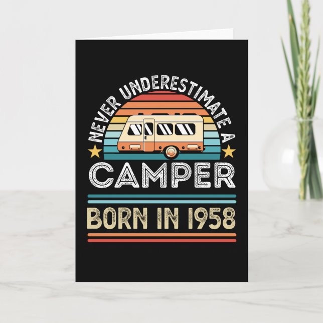 Camper born 1958 70th Birthday camping Gift Card (Front)