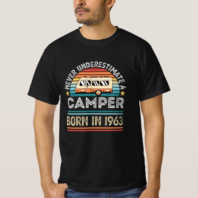 Camper born 1963 60th Birthday camping Gift T-Shirt (Front)