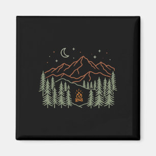 Camper campfire trees hiking camping performance magnet