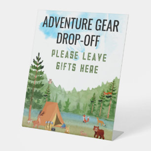 Camper Camping Adventure Forest Animal Baby Shower Pedestal Sign