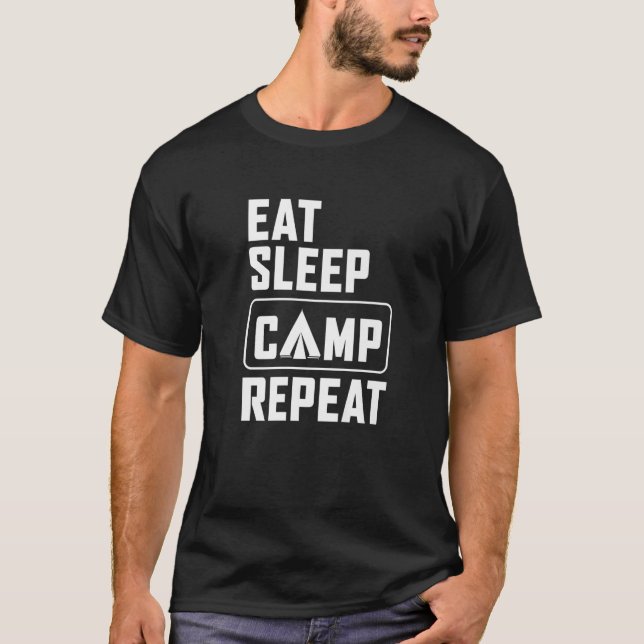 Camper Camping Nature hiking eat sleep camping rep T-Shirt (Front)