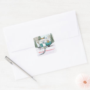 Camper Christmas Square Sticker