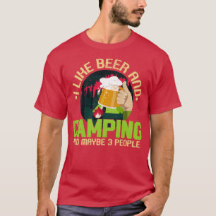 Camper Drinking Beer Wilderness Campfire T-Shirt