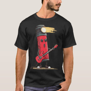 Camper Flashlight With Funny Guitar T-Shirt
