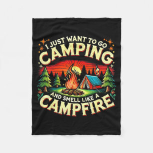 Camper Funny Cute Camng Glamng Campfire Quote Camp Fleece Blanket