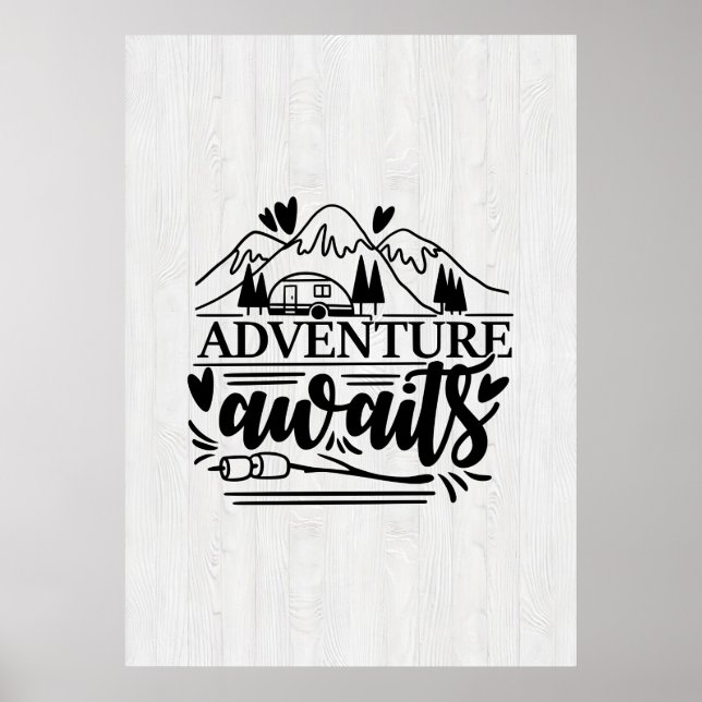 Camper Gift Adventure Awaits Poster (Front)