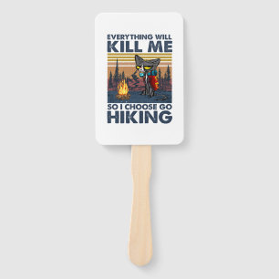 Camper Gift Go Hiking With Cat Birthday Hand Fan