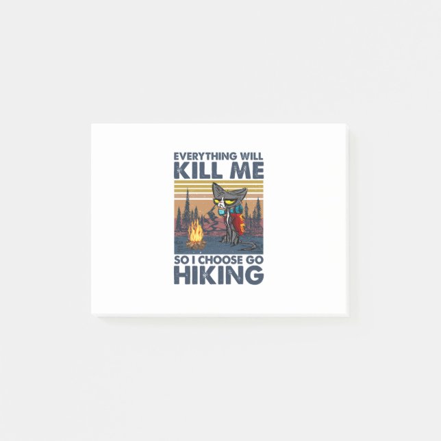 Camper Gift | Go Hiking With Cat Birthday Post-it Notes (Front)