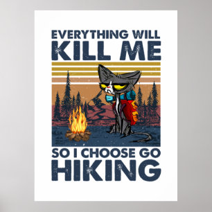 Camper Gift   Go Hiking With Cat Birthday Poster
