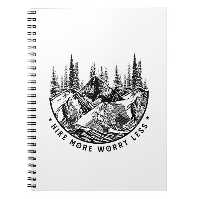 Camper Gift | Hike More Worry Less Birthday Notebook (Front)